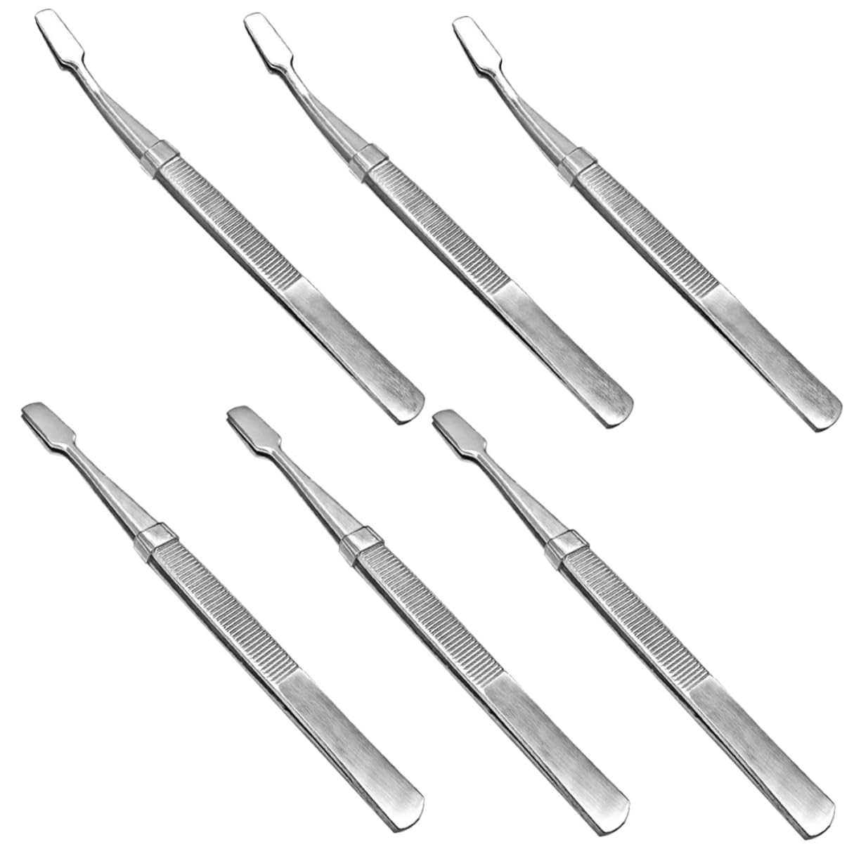 LALAFINA 6pcs Stainless Steel Craft Tweezers Stamp Tweezers Flat Heads for Lash Application for Crafts Beauty