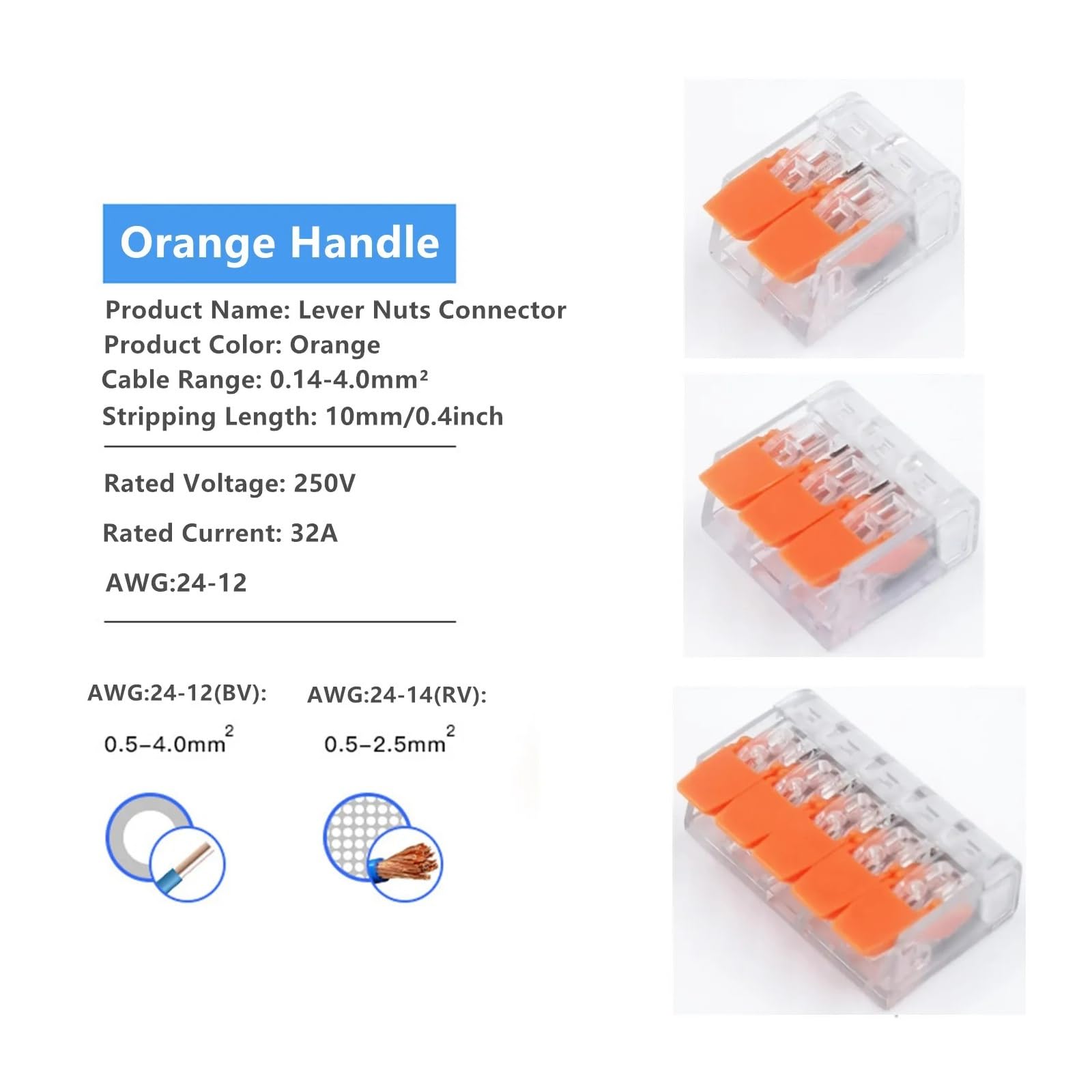 Assortimento di connettori for Cavi di Giunzione compatti da 31/75 Pezzi. Kit terminale Cavo a connessione Rapida. Connettori a Leva a innesto | 31Pcs