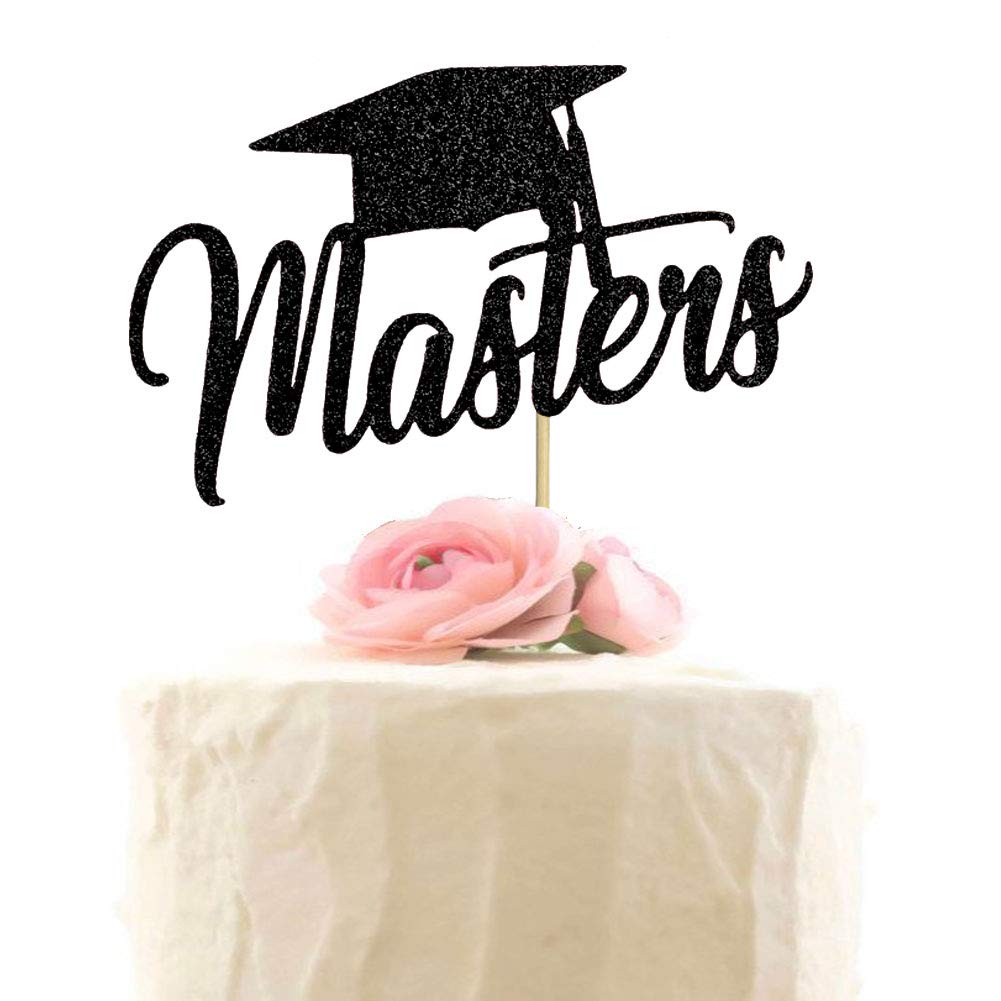 Black Masters Cake Topper, Glitter College Graduation Party Decorations, Congrats Grad, Educated AF Cake Decors
