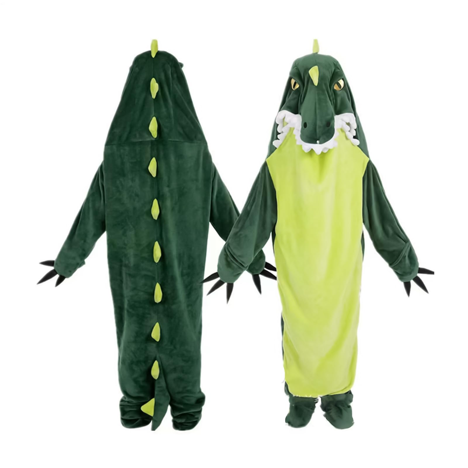 Pijama De Disfraz De Dinosaurio Franela Con Ajuste Holgado | Pijama Entero De Dinosaurio Con Capucha Para De Halloween Y Navidad Desfiles Para Mujeres Novios Novias Y Esposas