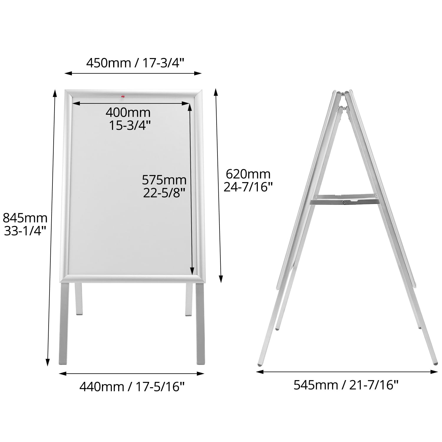 QWORK® Gehwegaufsteller, A2 Plakatständer, Wetterfest Plakatständer, Werbetafel 59.4 x 42 cm