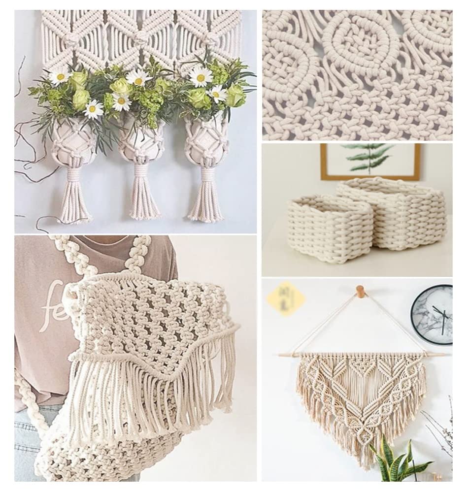 Corda di Cotone Naturale al 100% Corda di Cotone Intrecciata Artigianato Fai-da-Te Amaca in macramè Decorazione della casa Corda di Cotone per amache, Artigianato Fai-da-Te, Giardinaggio, Campeggio