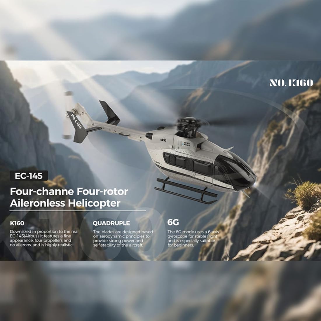 WL K160 EC145 RC Hubschrauber, 4-Kanal Militär Flugzeug 1:32 mit Bürstenlosem Flybarless 6-Achsen-Gyro Und Höhenhaltung, 2,4-GHz-Ferngesteuerter Helikopter für Anfänger Hobbyisten