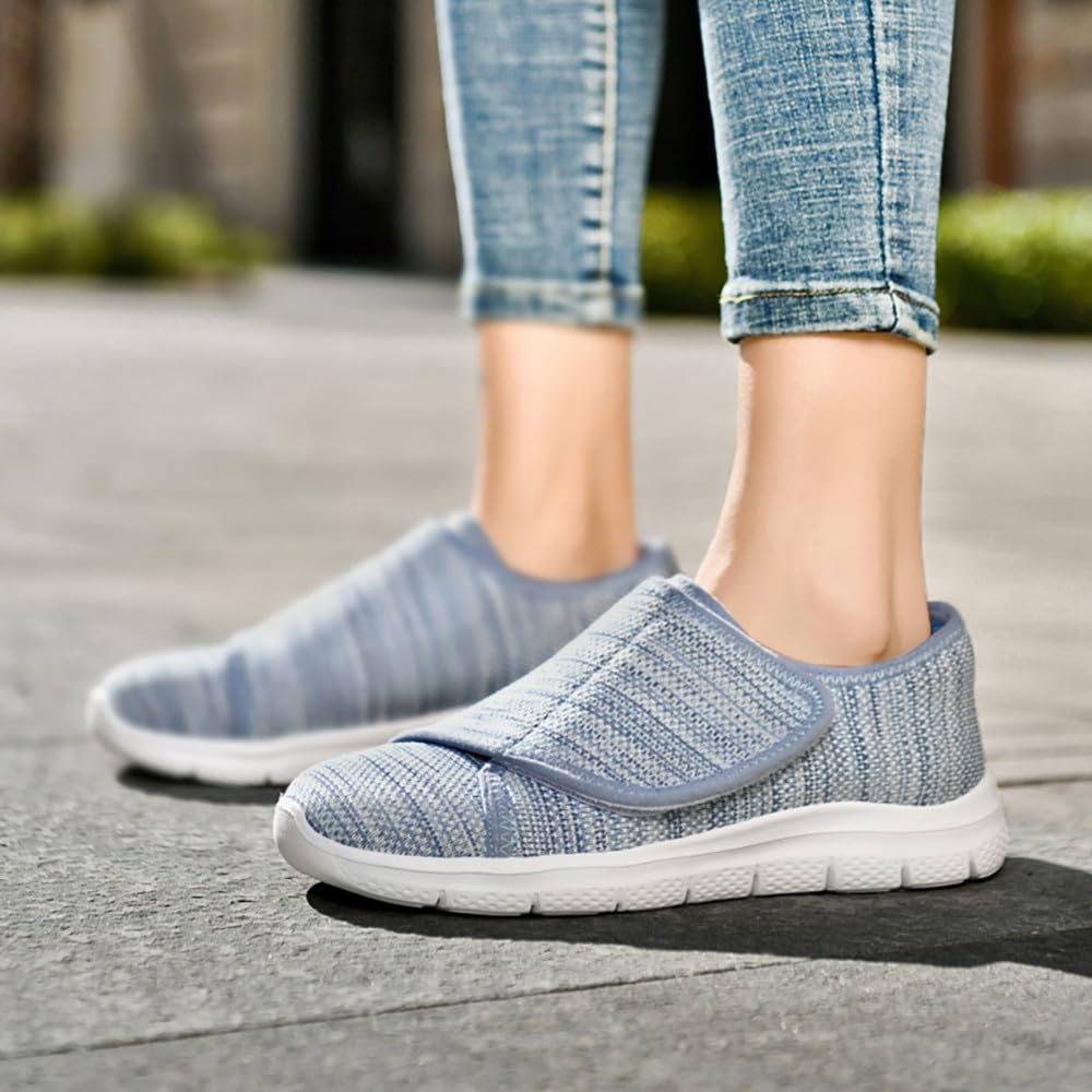 Zapatos Diabéticos para Mujer Extra Anchas Sandalias de rehabilitación Zapatillas para Caminar Ajustables Antideslizantes Respirable Ortopédico Aliviar el Dolor de Pies