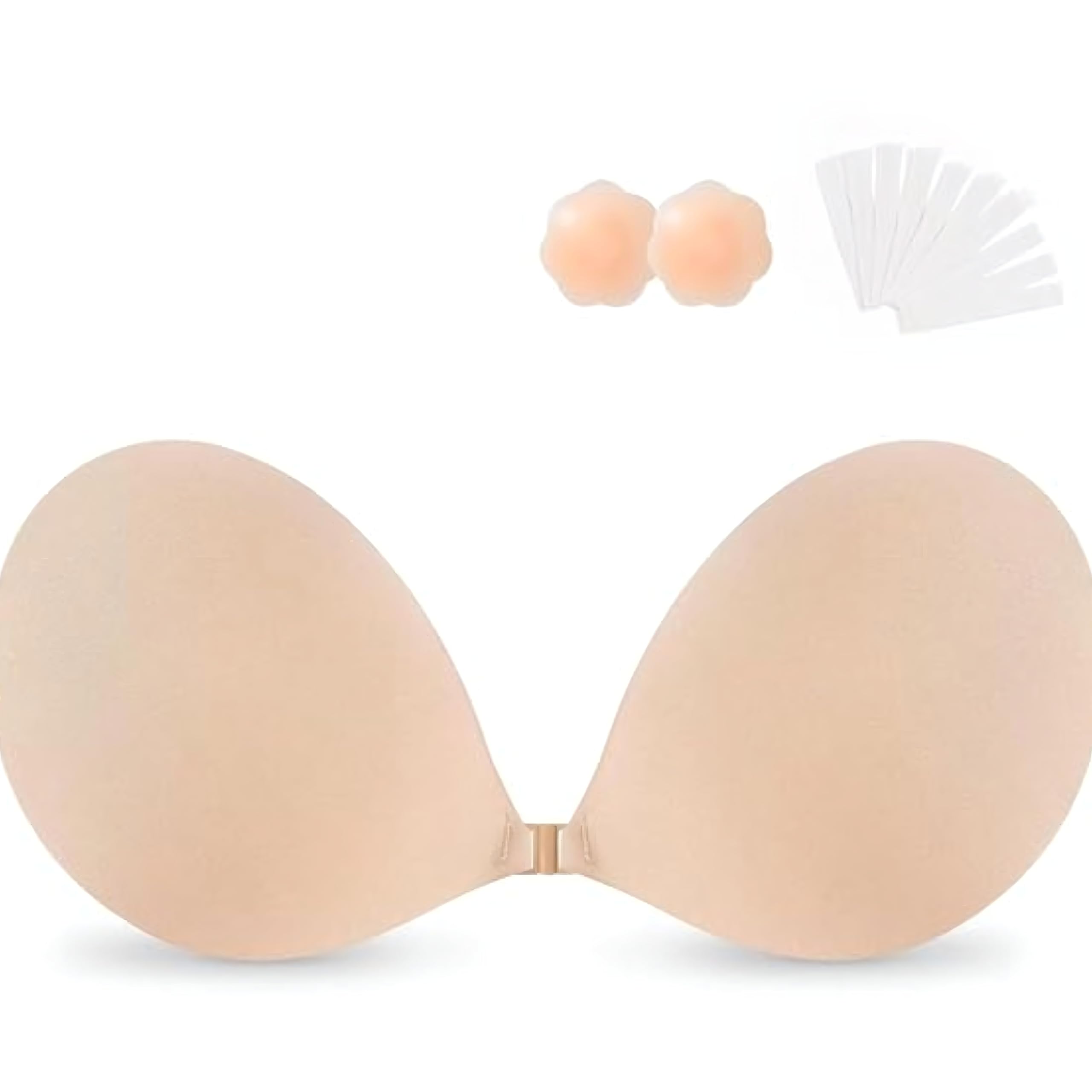 Sticky Bras Push Up Adhesive Invisible Bra Backless Strapless Bra for Women Nude (Free Size, Beige)-image-27