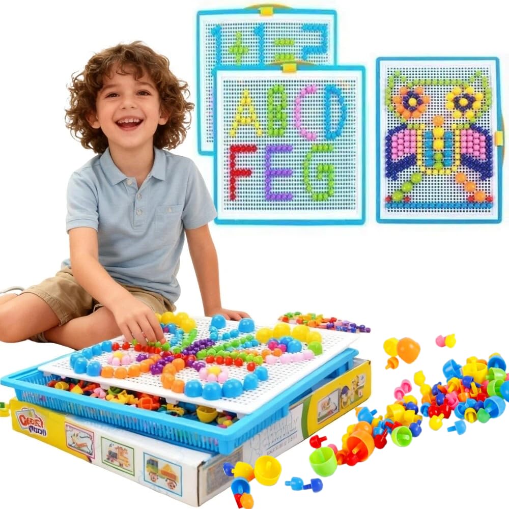 ITODA Jeu d'emboîtement Mosaïque Jouets Educatifs pour Enfants DIY Jouets Créatifs Puzzle Colorée Garçons Filles Mosaïque à Emboîter 295 pièces Briques Jeu de Construction Cadeau Anniversaire