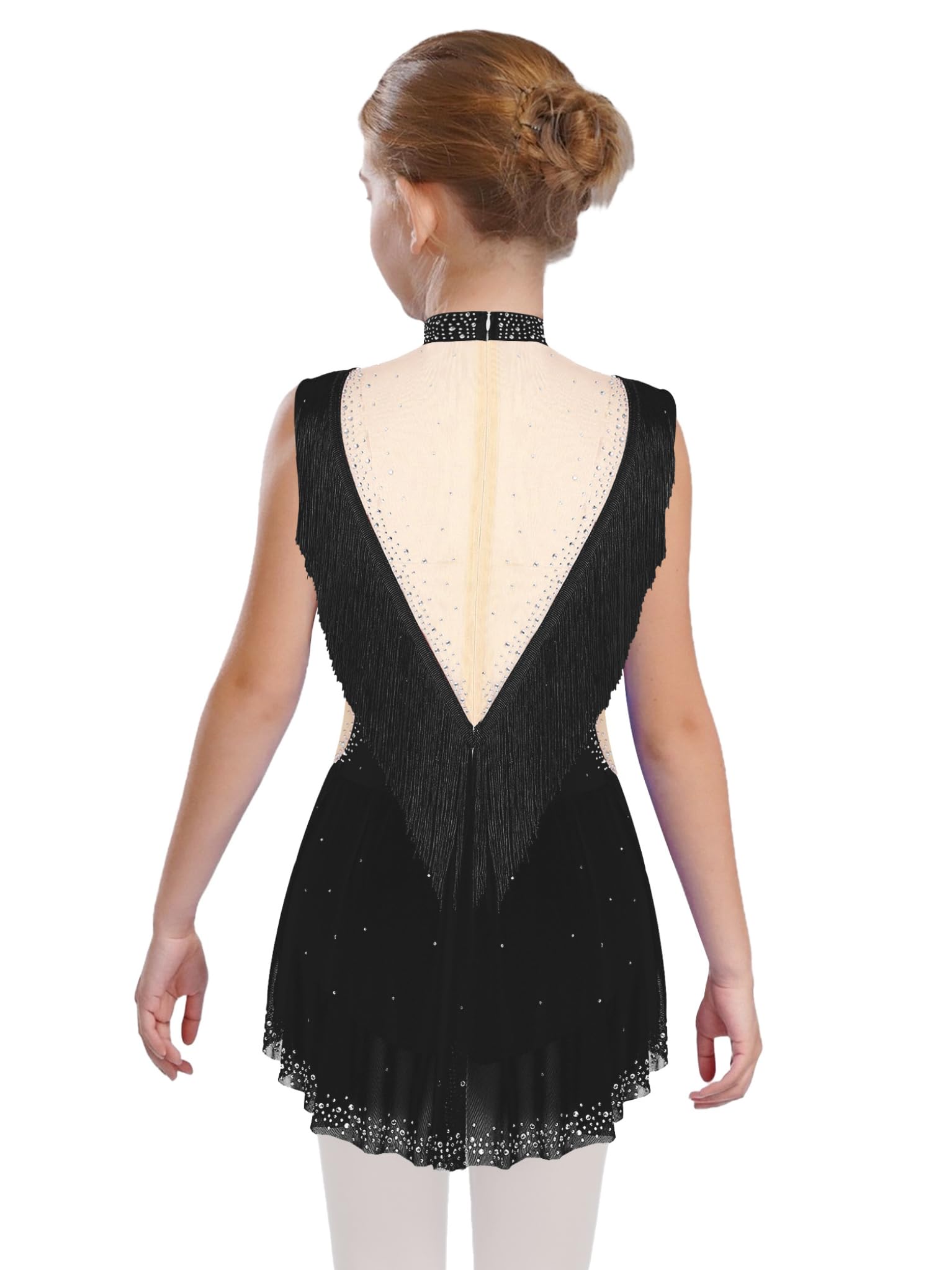 TTAO Enfant Fille Justaucorps Gymnastique Classique Tenue Danse Patinage Artistique Spectacle Léotard de Danse Latine Jazz Rumba Salsa Valse Tango Dancewear 5-16 Ans