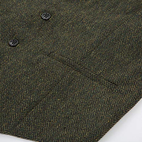 Pj Paul Jones Men's Tweed Suits Vest Classic Wool Blend Waistcoat V-Neck Army Green S #TOP5
