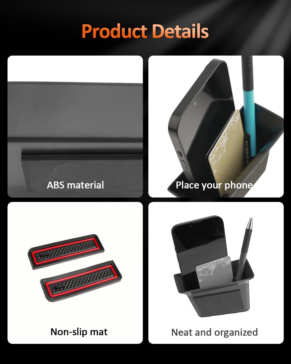 CDEFG for Ford Escape 2020-2025 2026 Door Storage Box 4Pcs Front and Rear Door Pocket Organizer Insert – Center Console Side Tray for Escape Interior Accessories
