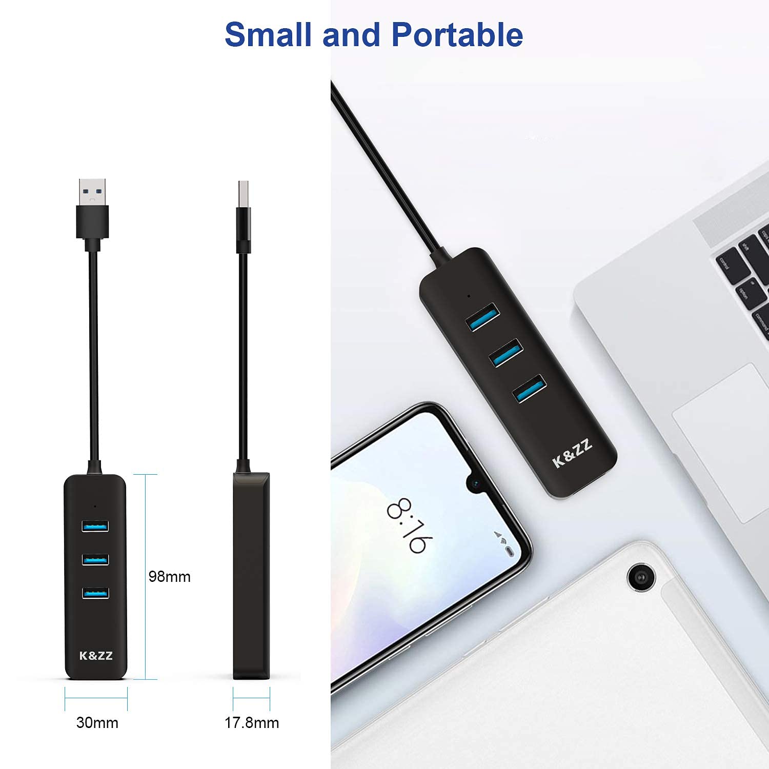 USB Ethernet Hub, USB 3.0 Ethernet K&ZZ Ethernet Adapter 3 Port USB Ethernet Hub, USB 3.0 Ethernet K&ZZ Ethernet Adapter 3 Port