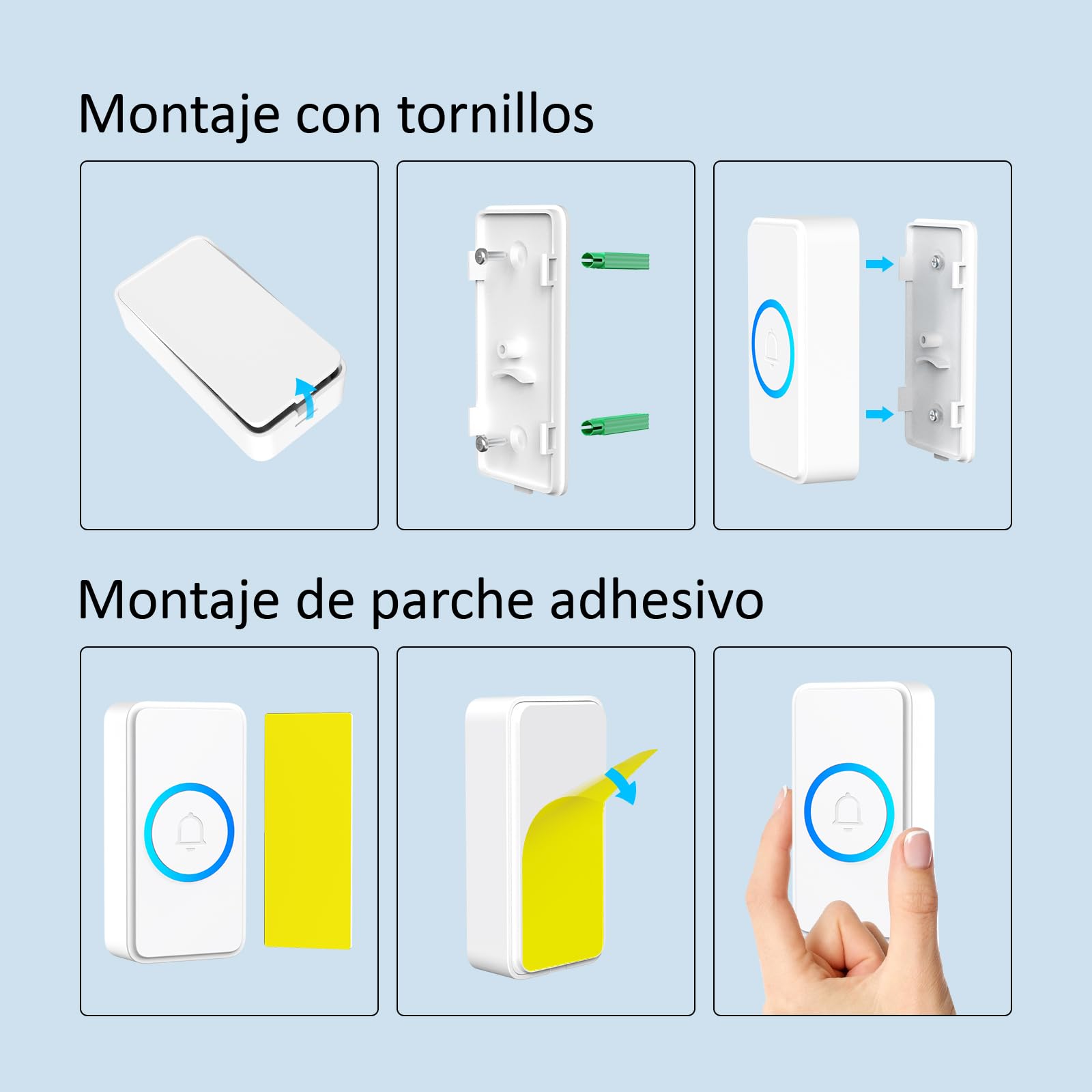 Campanello Senza Fili da Esterno,Campanello Senza Fili Impermeabile IP66,300m Lunga Distanza con Indicatore LED,4 Volume regolabile,32 Suonerie (1 Trasmettitore + 1 Ricevitori)