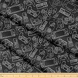 Fabric by The Yard [ 58' inches x 1 Yard ] Decorative Fabric for Sewing Quilting Apparel Crafts Home Decor Accents (Video Game Controller Gadgets Pattern)