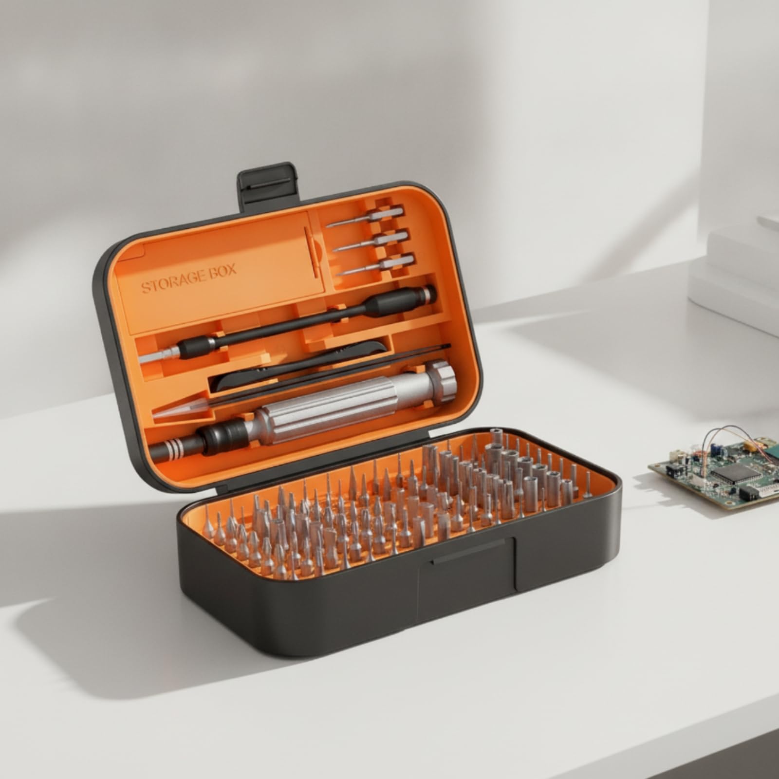 Präzisions-Schraubendreher-Set mit Box Kompakt Reparaturset mit Spudger Vielseitig Reparatursatz Kunststoffkoffer für Heimwerker, Schwarz