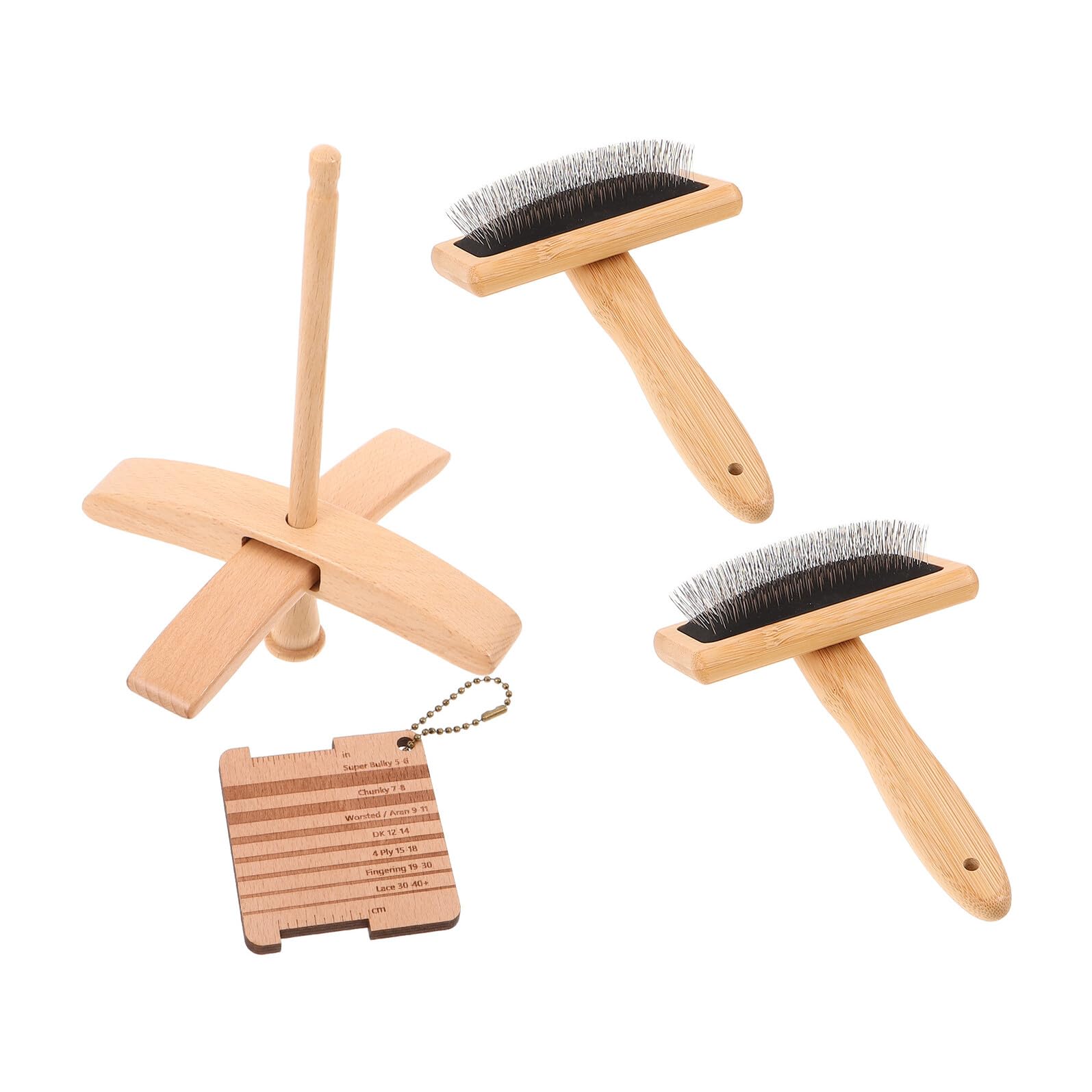 SAFIGLE Strumento per Filatura a Mano Fibre Soffici e Ricci, Preparazione Liscia delle Fibre in Legno e Metallo, Portatile per Progetti di Filatura e Artigianato All'aperto Colore Casuale