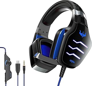 OVLENG GT86 3D Surround Sound LED GAMING Headset With Noise Cancelling Foldable Microphone for PC / Mobile / PS4 / PS5 Blue - 2725610704886