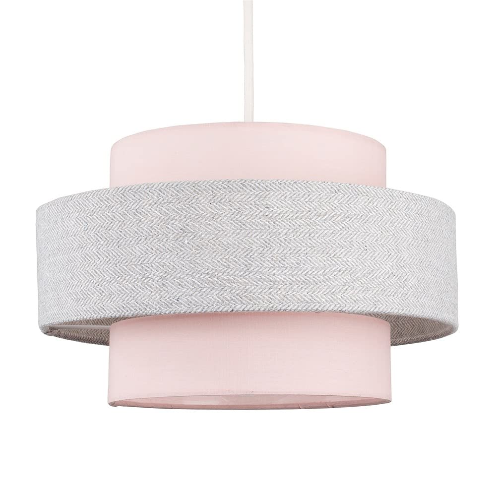 Minisun Single Pink | Modern Ceiling Light Shade In A Pink And Grey Herringbone Finish | Pendant Lights, Home Décor & Improvement Essential