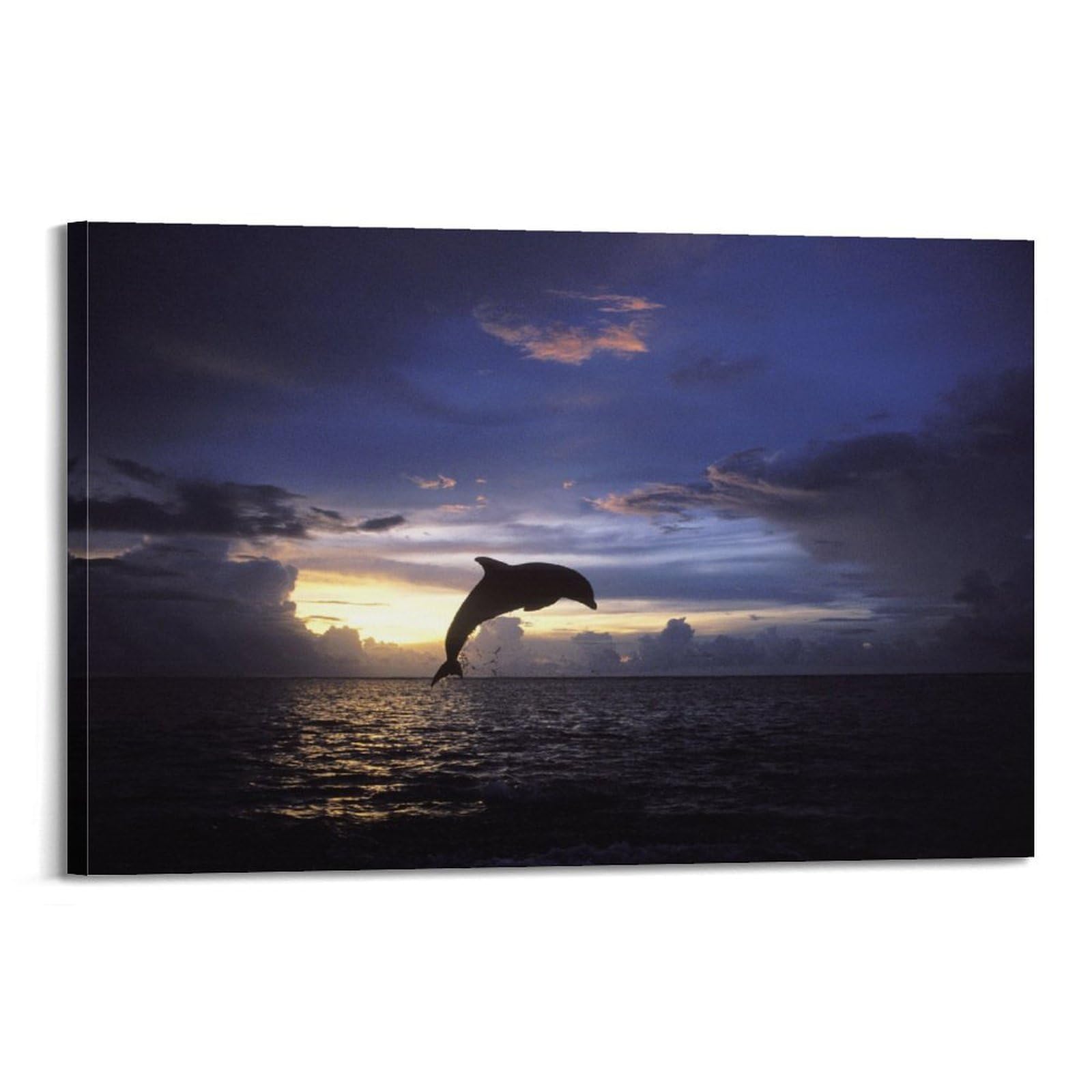 MJZLQN Marine Animal Poster Jumping Dolphin Poster Decorative Painting Canvas Wall Posters And Art Picture Print Modern Family Bedroom Decor Posters 24x36inch(60x90cm)