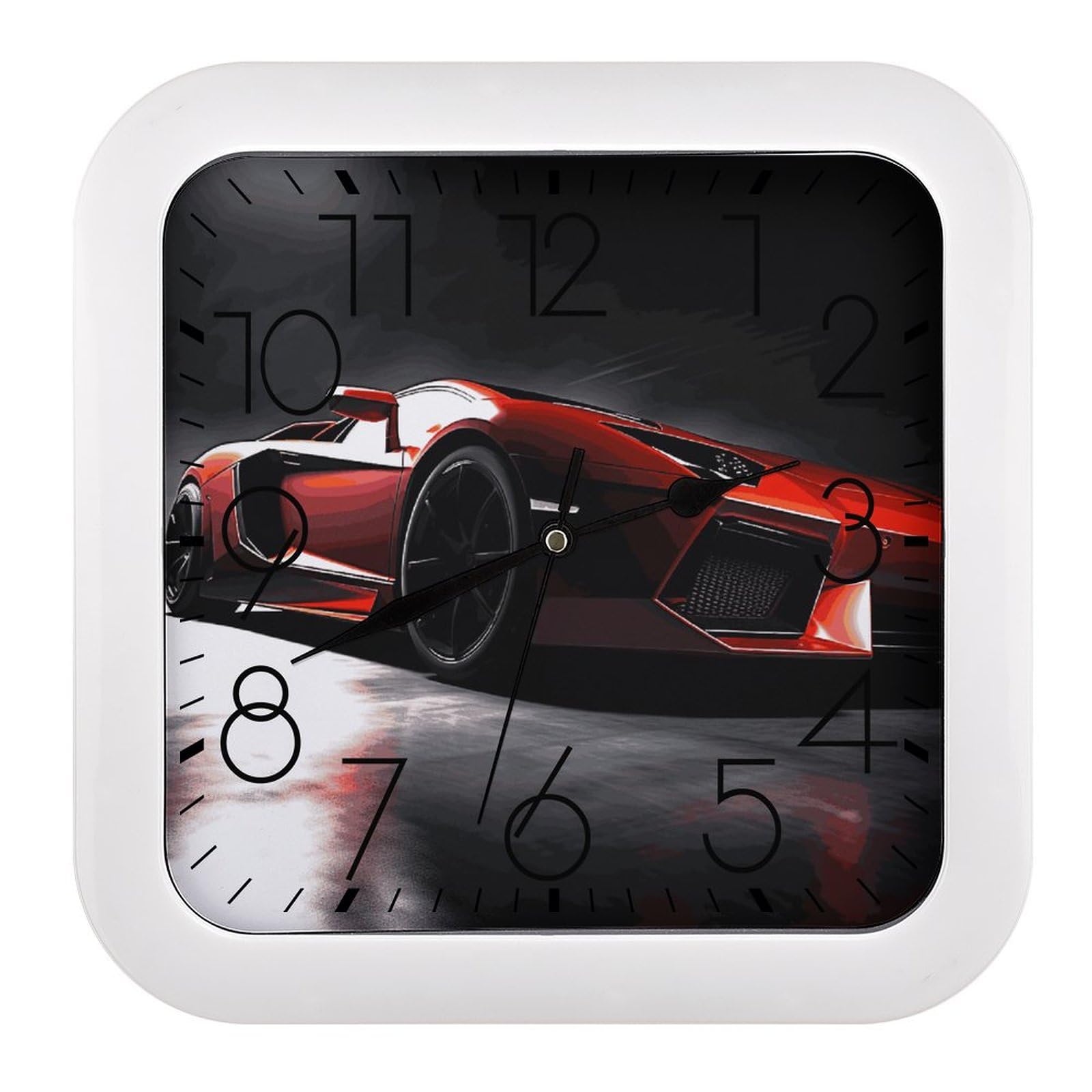 Horloge murale carrée de 25,4 cm avec mécanisme silencieux à piles pour bureau