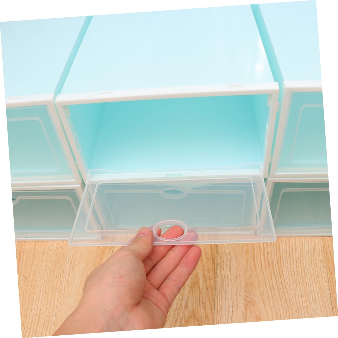 Cabilock Scatole per Scarpe con Porta Chiara Trasparenti in Plastica Impilabili 6 Pezzi Design Salvaspazio per Ingresso e Organizzazione Scarpe Uomo