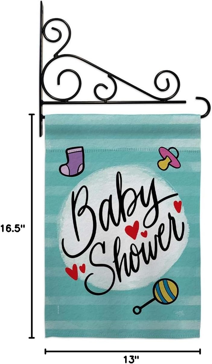 Baby Shower Garden Flag Set Wall Holder Celebration New Born Boy Girl Occasion Anniversary Party Small Decorative Gift Yard House Banner Made In USA 13 X 18.5