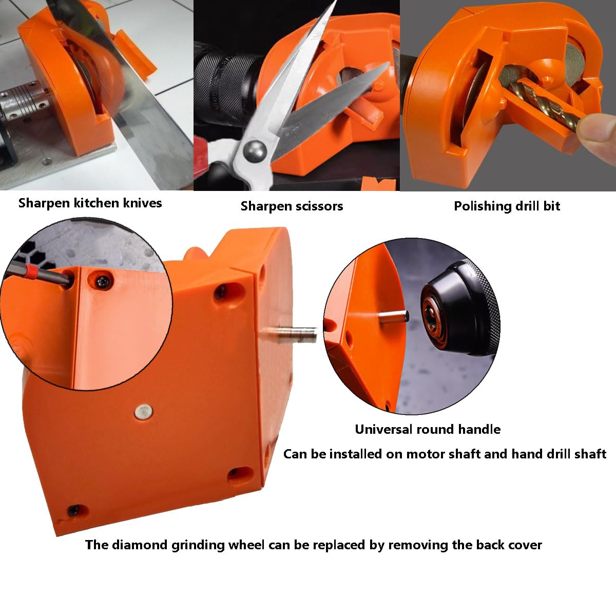 Affilatrice per punte da trapano, affilatrice multiuso per punte da trapano, affilatrice elettrica per punte da trapano, utensile per affilatura portatile ed efficiente per tutte le punte (arancione