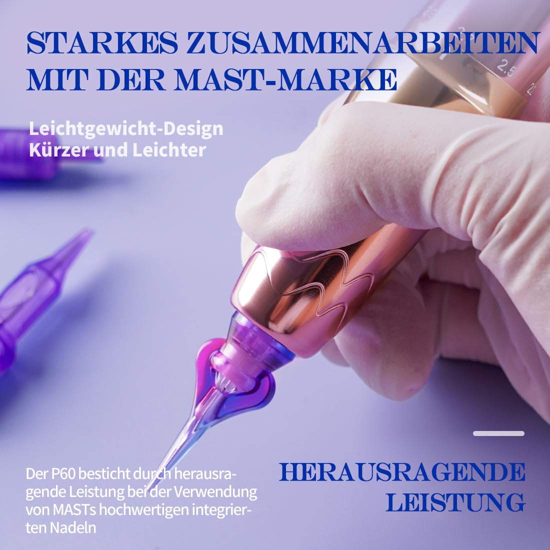 Mast P60 Kabellose Tattoo Maschine Rotary Microblading Wireless Slim Pen Adjust Stroke 2.2-3.2mm Digital Display Akku Tätowiermaschine für Augenbrauen Eyeliner Lippen, Scalp, Small Tattoo