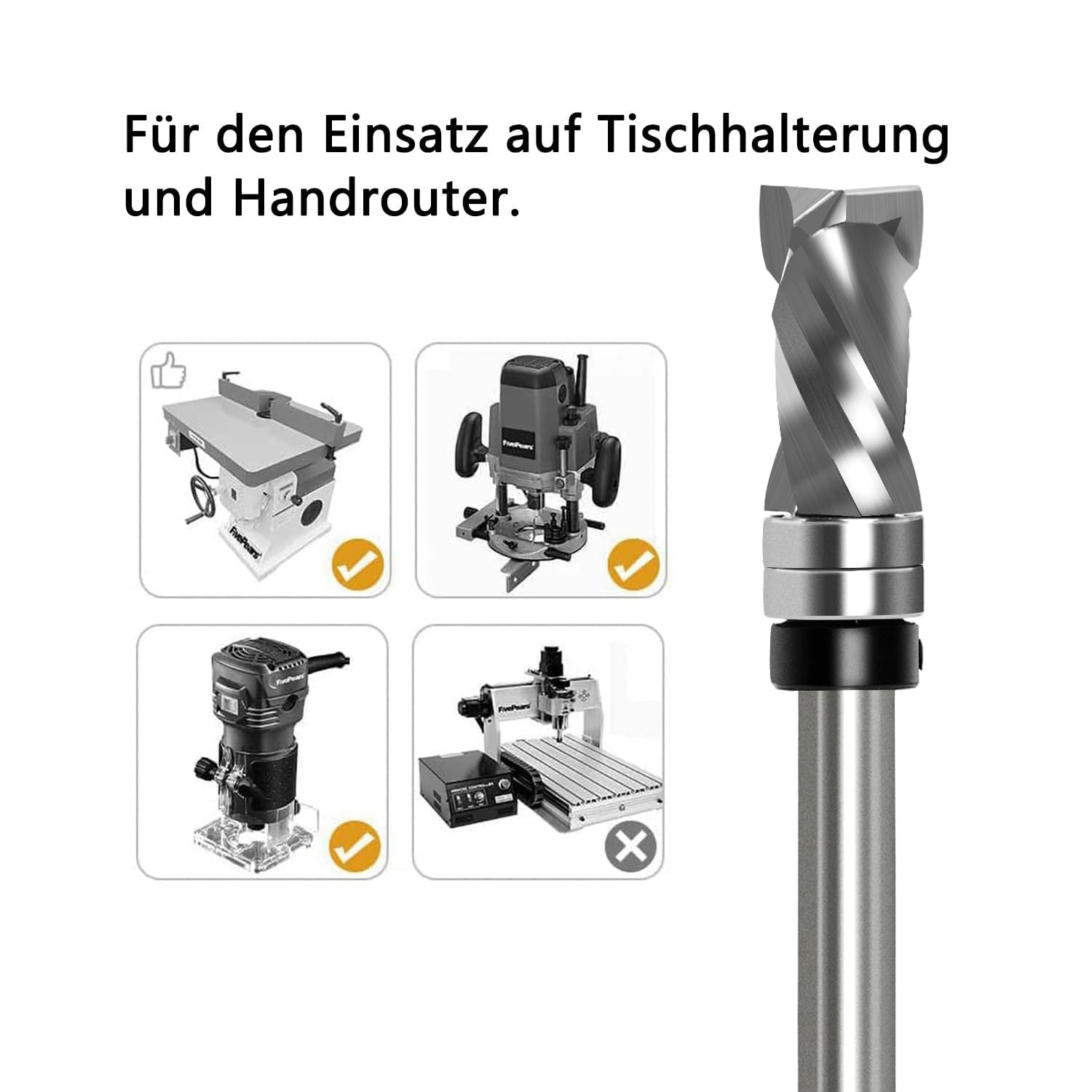 Bündigfräser Spiralfräser 8mm Schaft - Up&Down Kompression Spiralnutfräser, 12mm Schnittdurchmesser, 25.4mm Schnittlänge, mit Doppeltem Kugellager, Spiralgenutet OberfräSe Fräser für Holzfräser