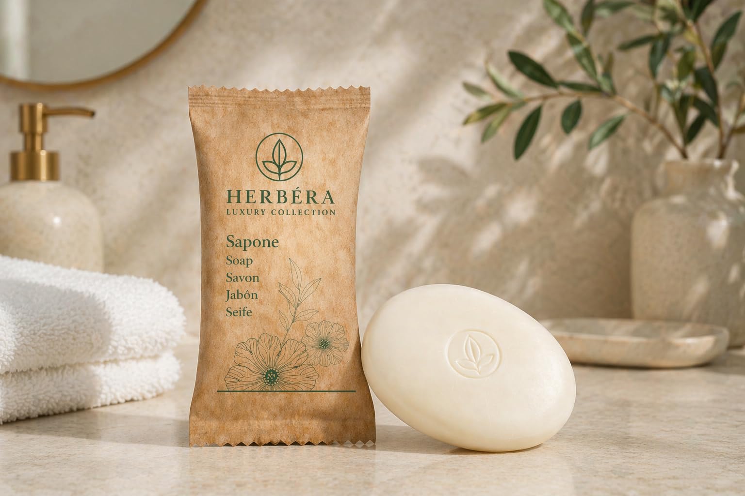 Saponetta profumata flow pack 10g 600 szt. Confezione Hotel HERBERA Natura carta Bio