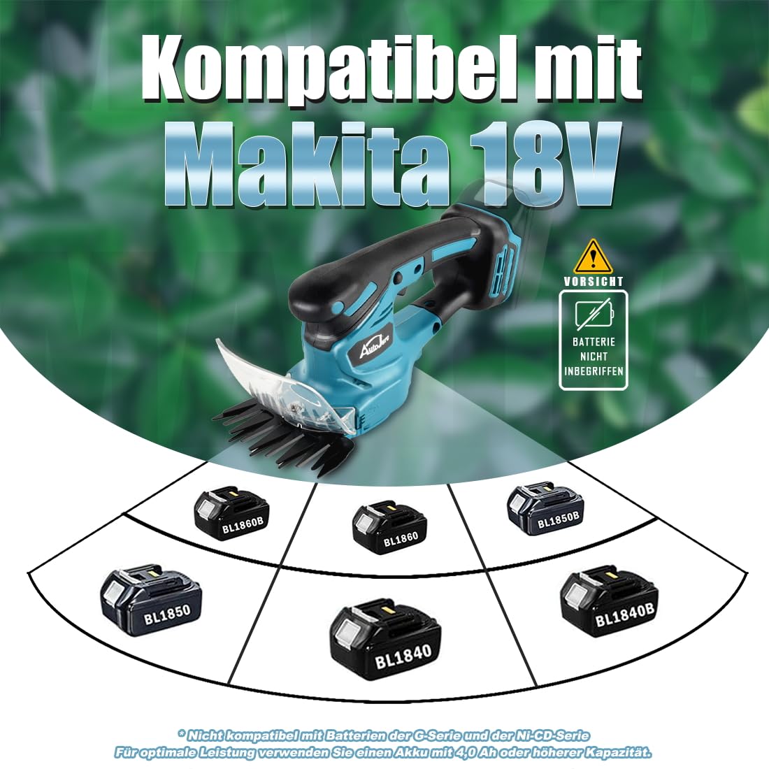 2-in-1 Akku Heckenschere Kompatibel mit Makita 18V ohne Batterie