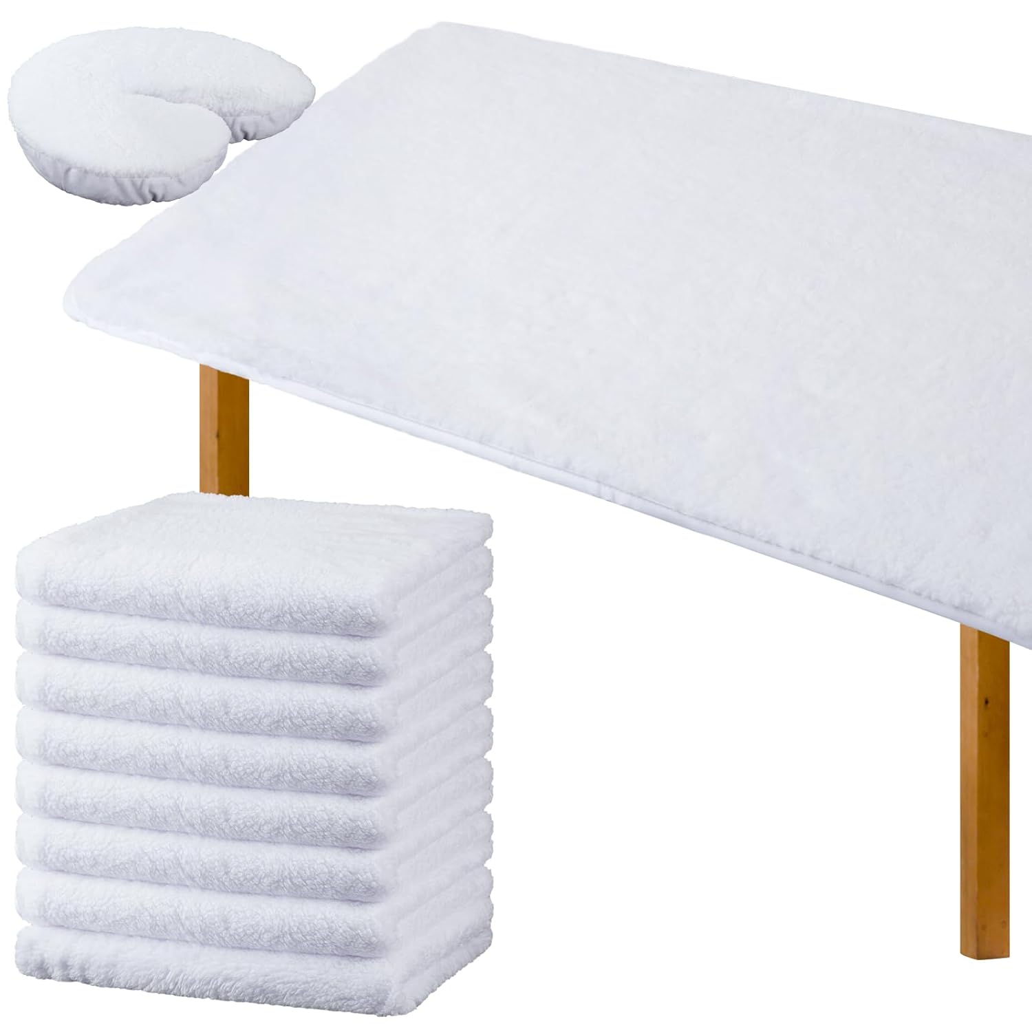 Mixweer 8 Pcs Fleece Massage Table Pad Set Fleece Massage