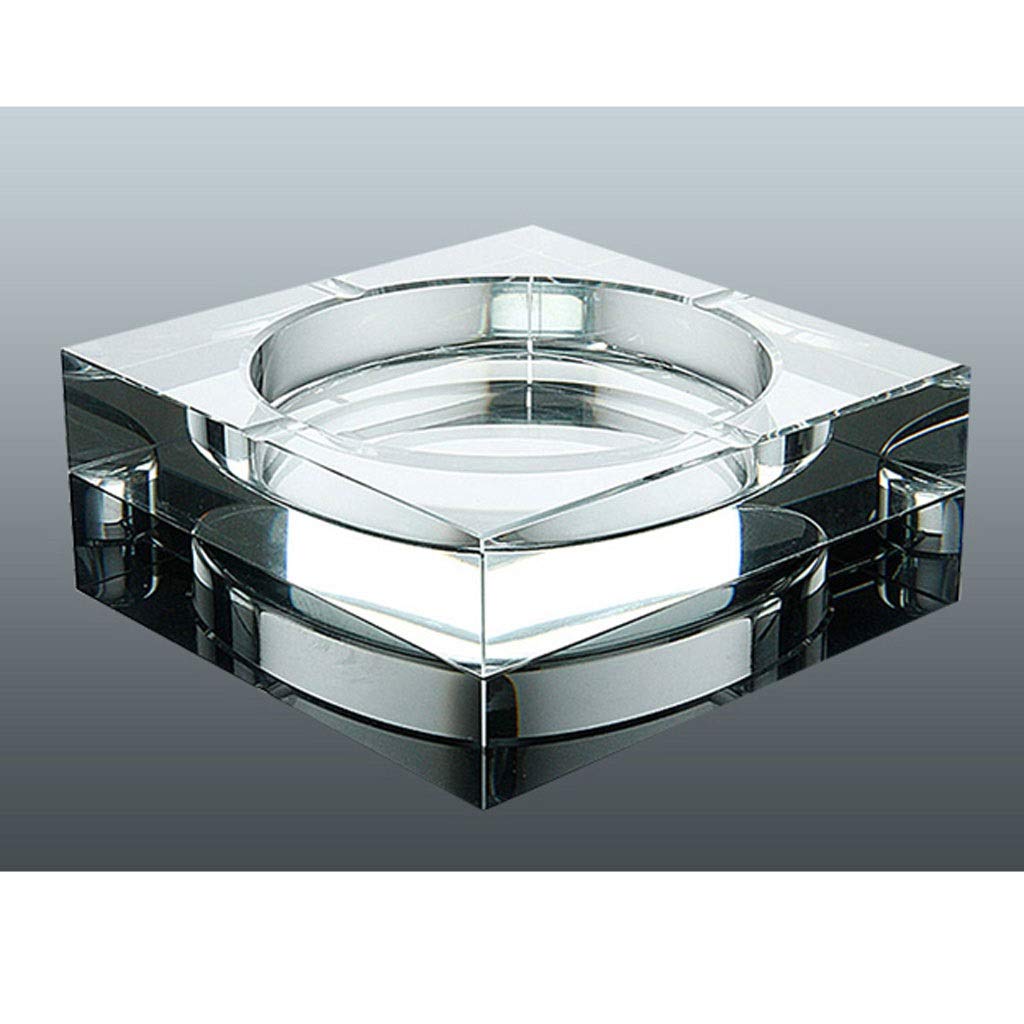 Posacenere quadrato in vetro, trasparente, decorativo, per interni ed esterni, 9 cm, piccolo posacenere per casa e ufficio, design creativo