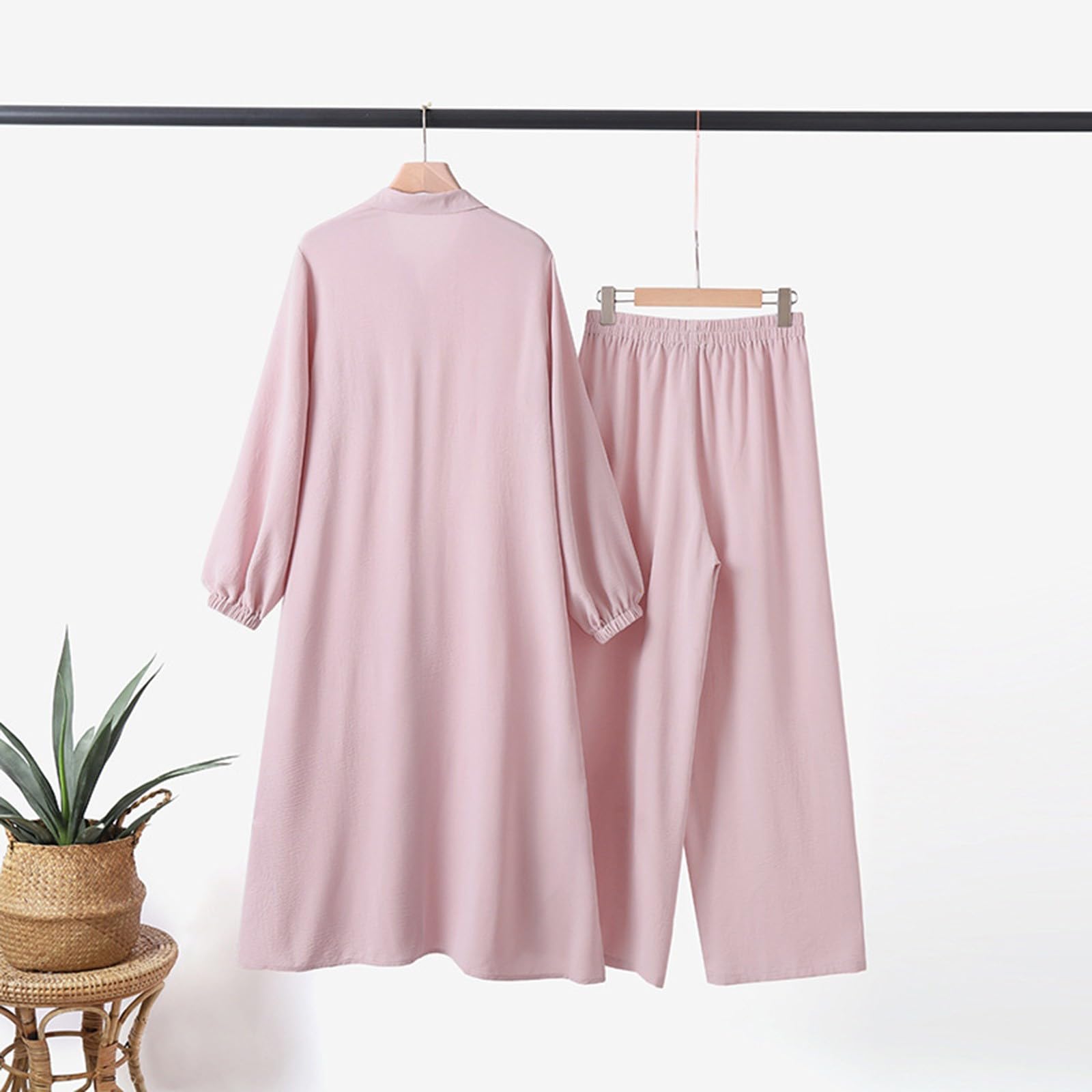 Abaya - Conjunto de pantalones para mujer, camisa de gasa musulmana del Reino Unido y cintura alta, elegante, de algodón, Kurti Palazzo, conjunto de pantalones paquistaníes, vestidos casuales para