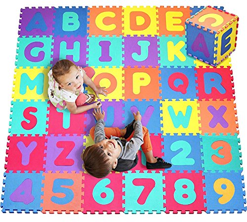 Alphabet & Numbers Rubber EVA Foam Puzzle Play Mat Floor. 36 Interlocking playmat