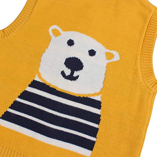 Suéter de bebê urso colete infantil meninos meninas fecho de botão sem manga gola redonda pulôver al