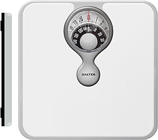 Salter 484 WHDR Mechanical Bathroom Scale - Easy Read Body Weight Scale With Magnifying Lens, Non-Slip Cushion Mat, No Batteries, Max Capacity 133kg, Accurate & Precise Metric & Imperial Readings