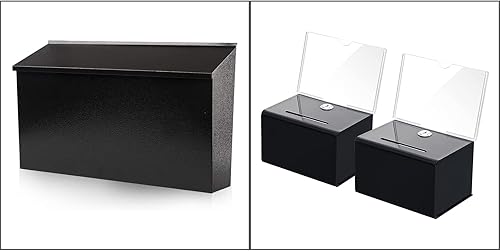 KYODOLED Buzón de montaje en pared buzón de correo de gran capacidad caja de sugerencias de acrílico con cerradura urna caja de donación tarjetas de