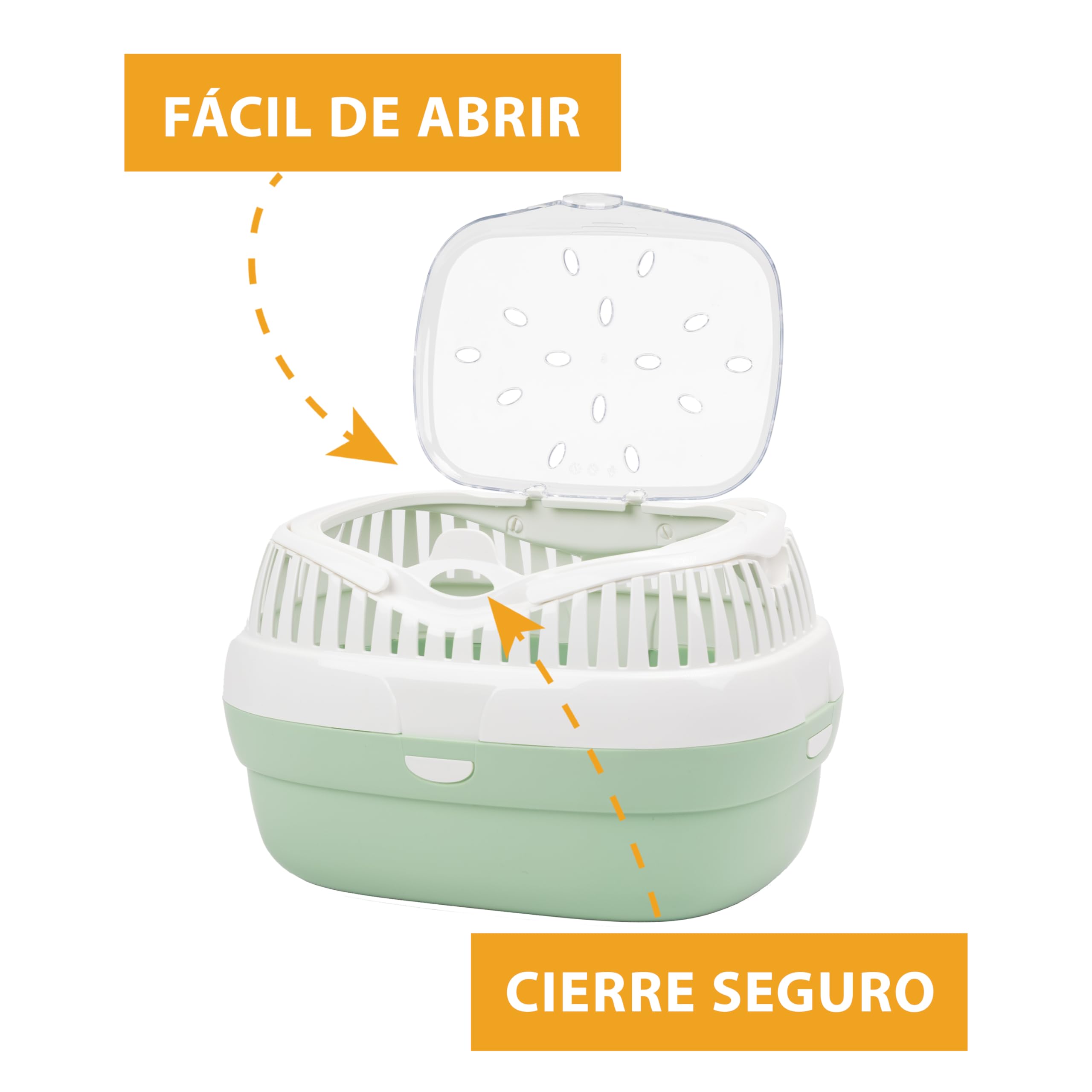 Ferplast Trasportín para Conejos, Conejillos de Indias y Ratones ALADINO Large Jaula de Viaje para roedores y Conejos, Plástico, Rejillas de ventilación, Cómoda asa, 36 x 26 x h 23 cm Verde
