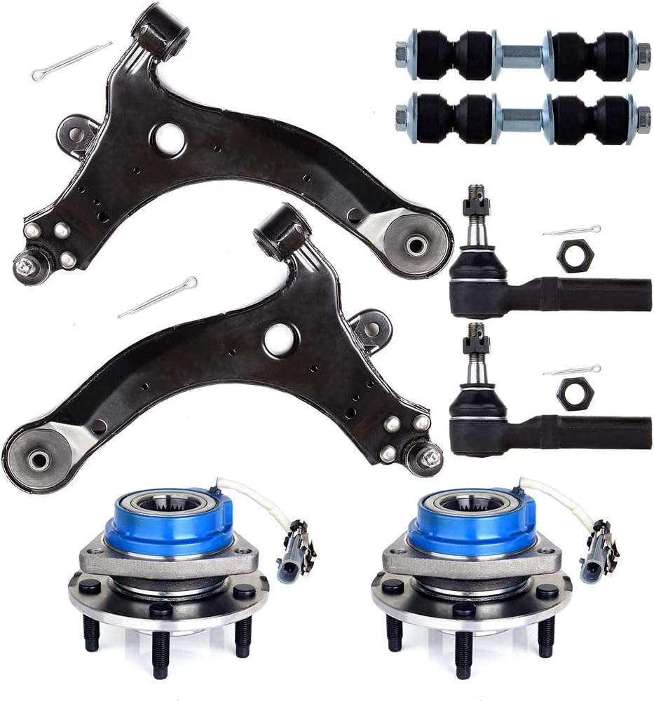 SCITOO 8-PC SET Suspension Kit For Buick Century LaCrosse Regal For Chevy Impala Monte Carlo For Oldsmobile Intrigue For Pontiac Grand Prix Front Lower Control Arm Outer Tie Rod End Sway Bar Wheel Hub