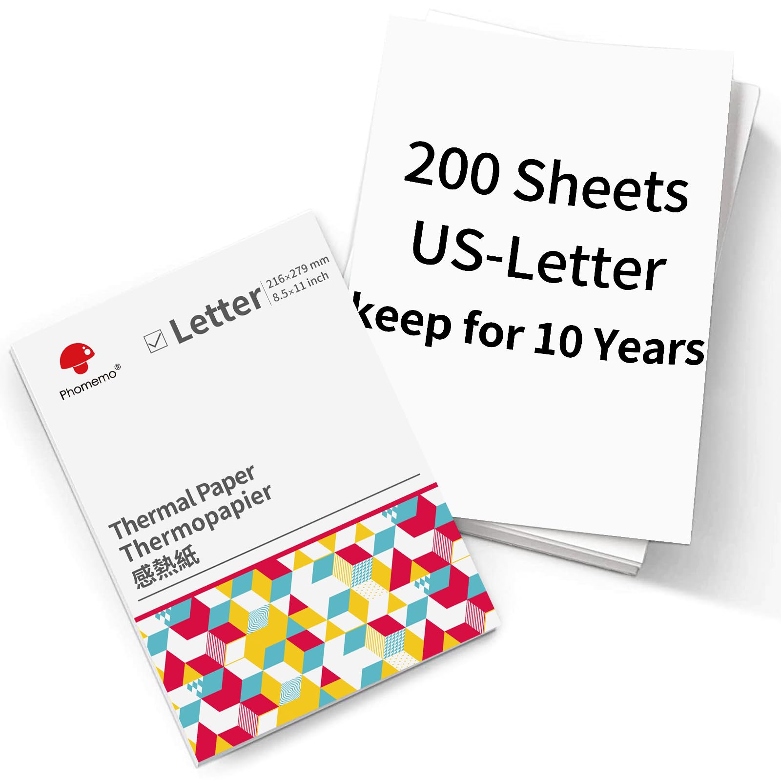 Phomemo US Letter Thermal Paper, Phomemo Thermal Printer Paper for M08F-Letter,M08F M832,M833 M834 M835 M836 Portable Thermal Printer, Size 8.5"×11”,