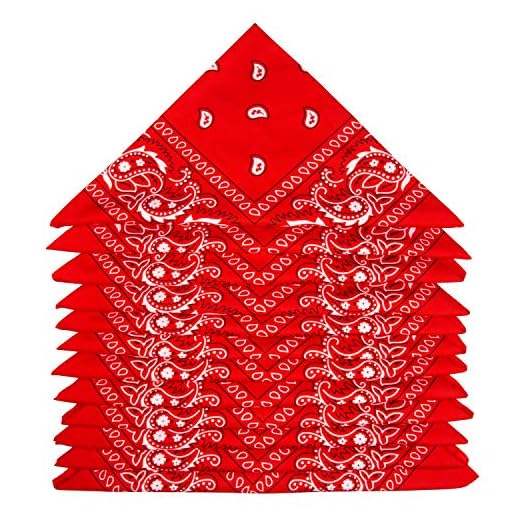 ZWOOS Bandanas, Lot de 12 Foulards Paisley, Bandeau, Mouchoirs pour Hommes et Femmes (Rouge)