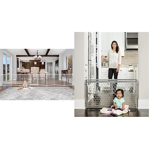 Regalo 192-Inch Super Wide Adjustable Baby Gate and Play Yard, 4-in-1, Bonus Kit, 4 Count (Pack of 1 & Easy Fit Plastic Adjustable Extra Wide Baby Gate, 1 Count (Pack of 1)