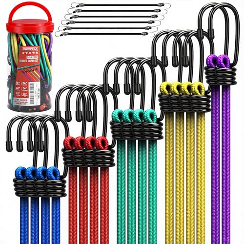 24-Piece Premium Bungee Cords Heavy Duty Outdoor,...