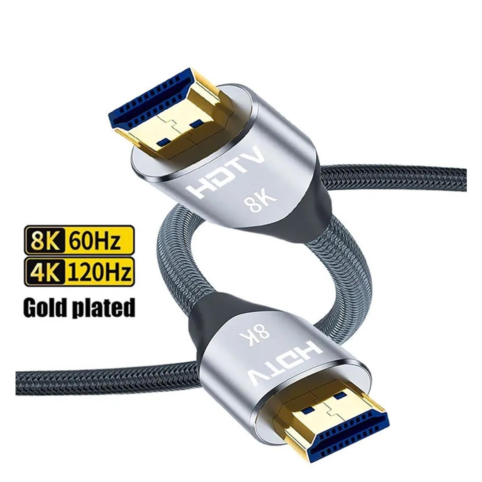Câble HDMI 2.1 8K 120 Hz (4K, HDR, EARC, 1M/2M/3M/5M) Fonctionne For HDTV/Box/projecteur/PS4(3m)