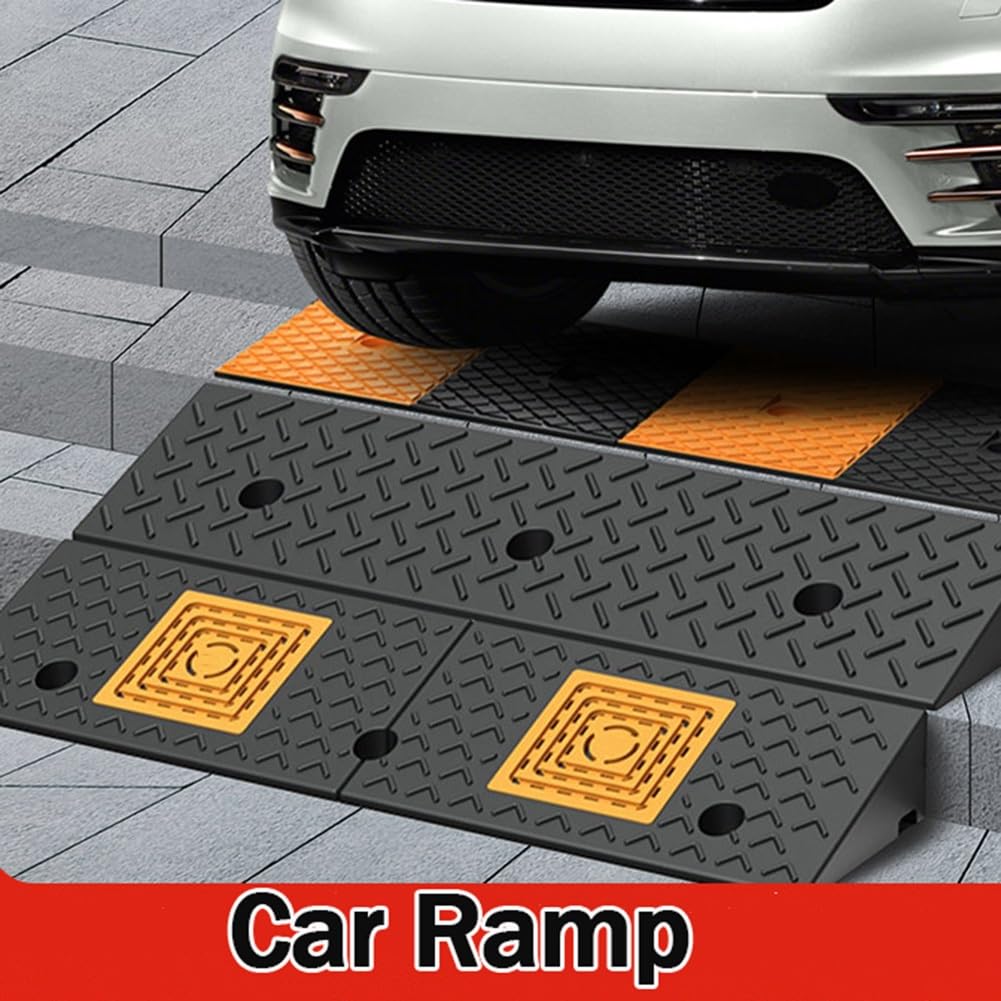 Rampa de Goma para bordillos, rampa para umbrales de 100 × 25 cm para entradas de Garaje, aceras, Coches, Bicicletas, Motos, patinetes y sillas de Ruedas, Capacidad de Carga de 11 000 Libras