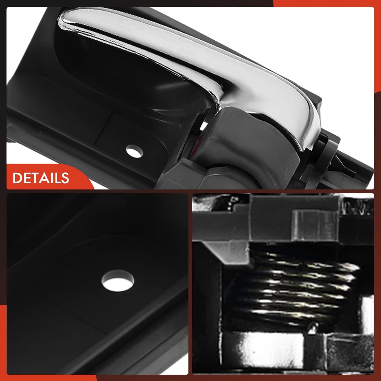 A-Premium Front or Rear Driver Side Interior Door Handle Compatible with Toyota Corolla 2003-2008, Tacoma 2005-2015, Matrix 2003-2008 & Scion tC, xA & Pontiac Vibe, Chrome Lever and Gray Lock Knob