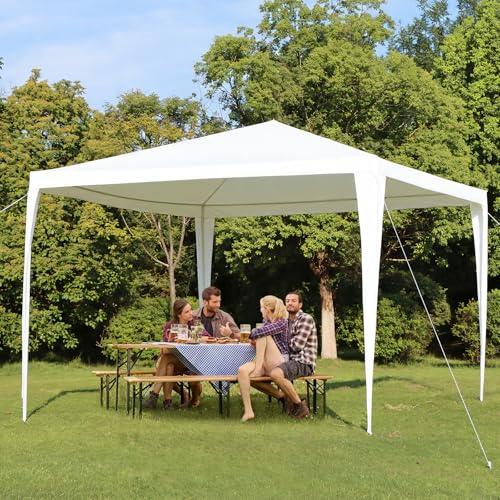 Panana 10''x10'' Gazebo with 4 Side Panels Waterproof PE Garden Marquee Canopy Party Wedding Tent Marquee 3X3m (White) 5 Panana 10''x10'' Gazebo with 4 Side Panels Waterproof PE Garden Marquee Canopy Party Wedding Tent Marquee 3X3m (White) - Image 5