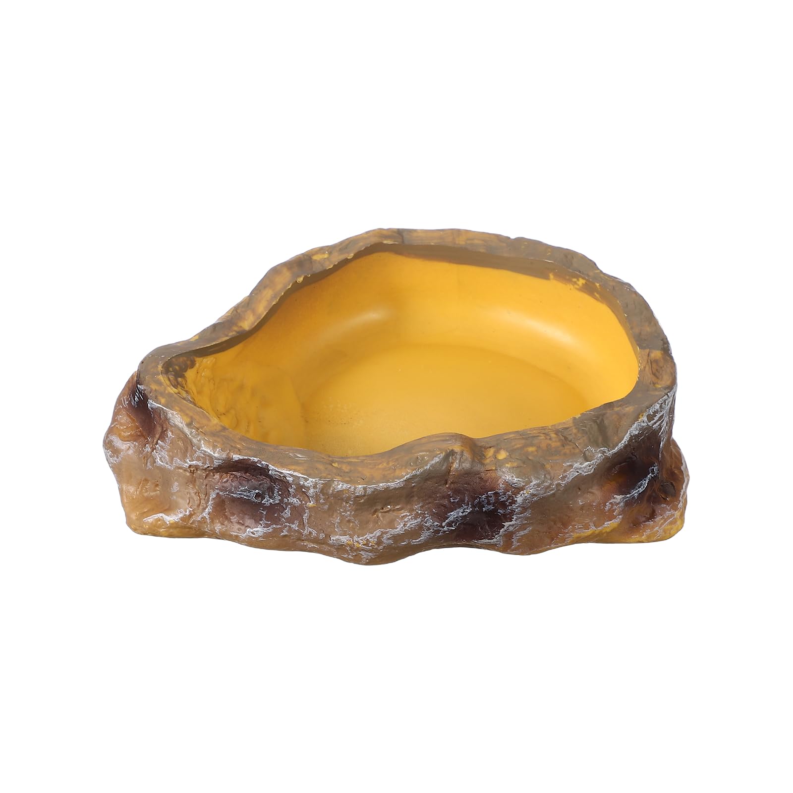 sourcing map Reptile Food Bowl, Reptile Feeding Dish Corner Bowl Water Resin Rock Worm Feeder Dish S (5 In, Yellow), Intended for Lizards/o/Scaled Pet/Leopard o/Spiders