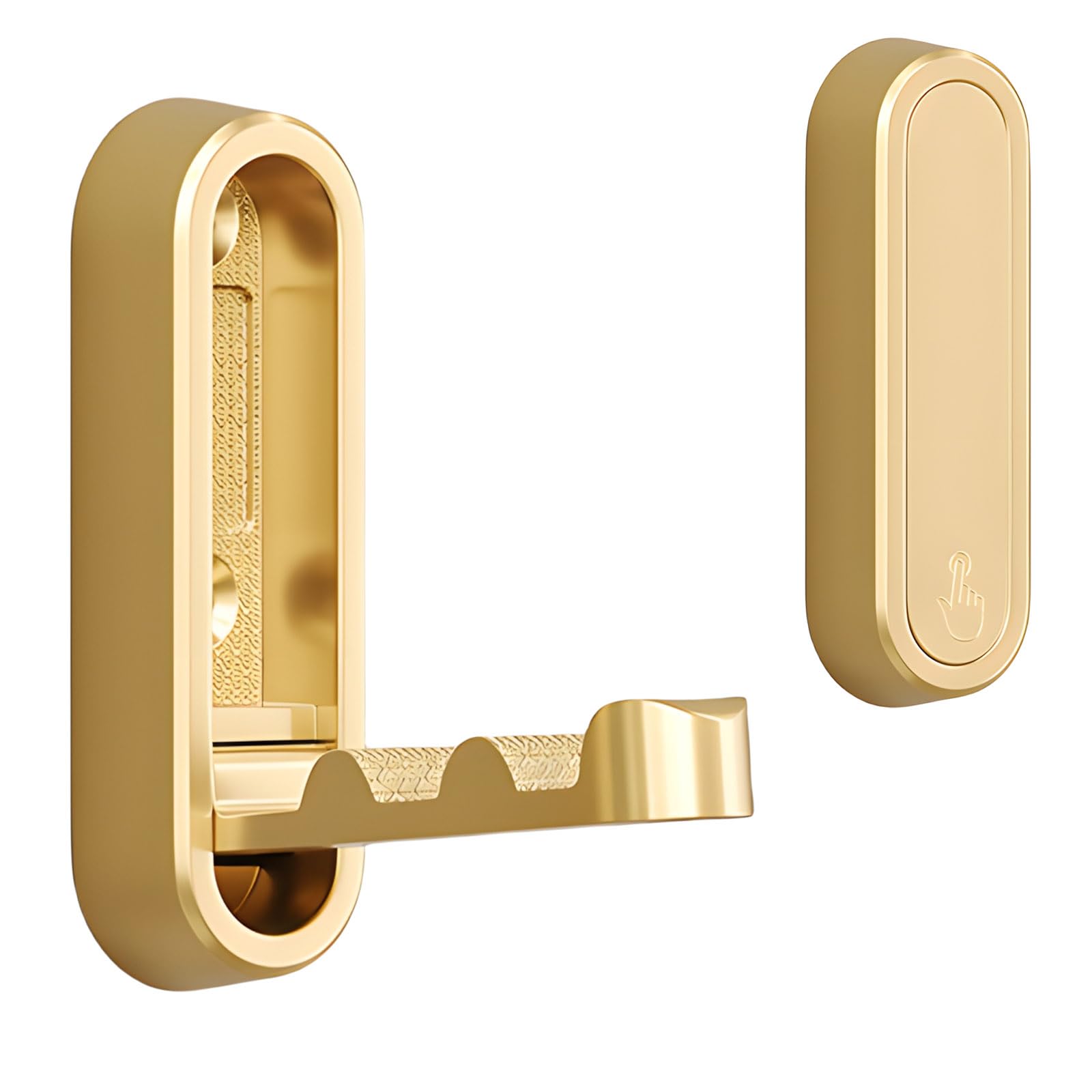 AURIVISTA 2 Pack Gold Folding Wall Hooks Heavy Duty - Decorative Zinc Alloy Retractable Hooks for Hanging Coats, Jackets, Hats, Bags, Keys, Perfect Entryway, Bedroom Wall Mount Organization