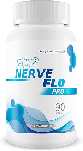 B12 Nerve Flo Pro - Nuestro mejor suplemento de neuropatía B12 - Vitaminas de daño nervioso - Suplemento de apoyo nervioso vitamina B12 - Magnesio