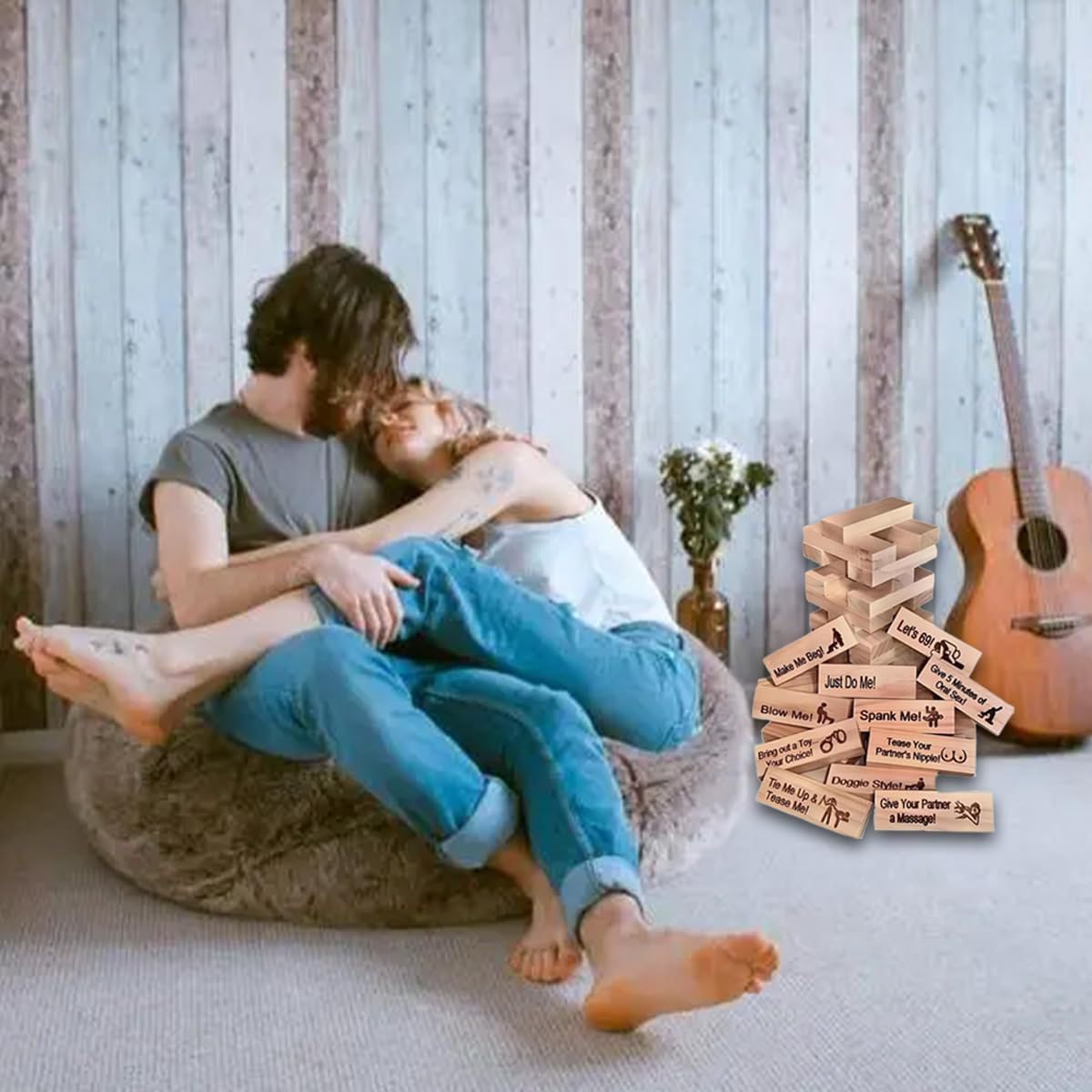 Torre De La Lujuria – Juego De Bloques De Madera Para Parejas, 48 Piezas De 8x2.5x1 Cm, Divertido Apilamiento Con Reglas Traviesas, Ideal Para San Valentín Y Noches De Juego